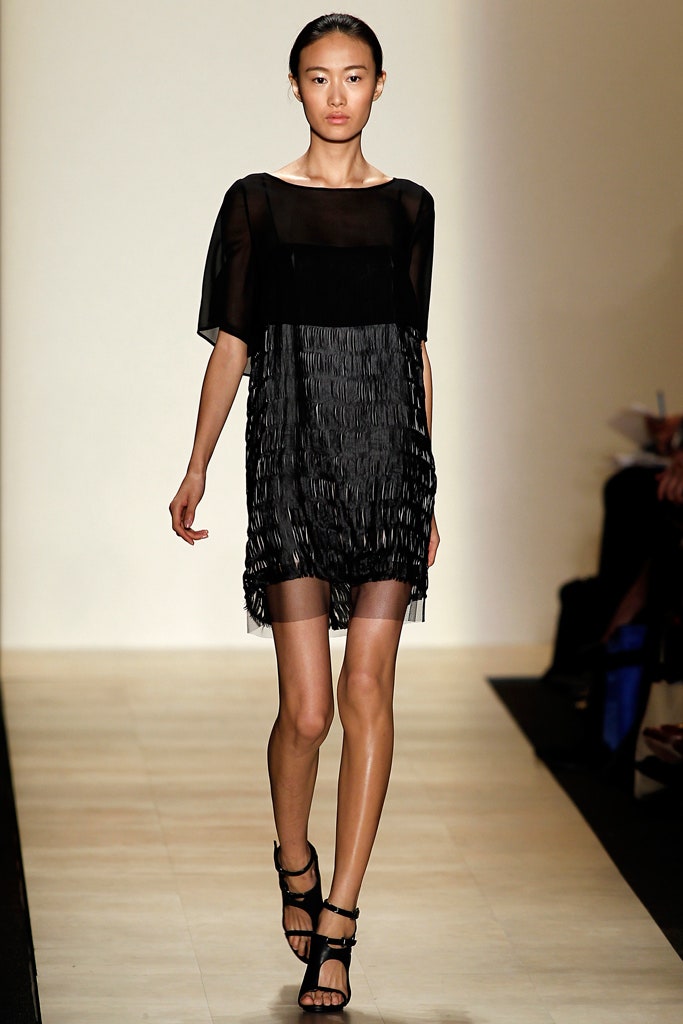 black pleated silk dress