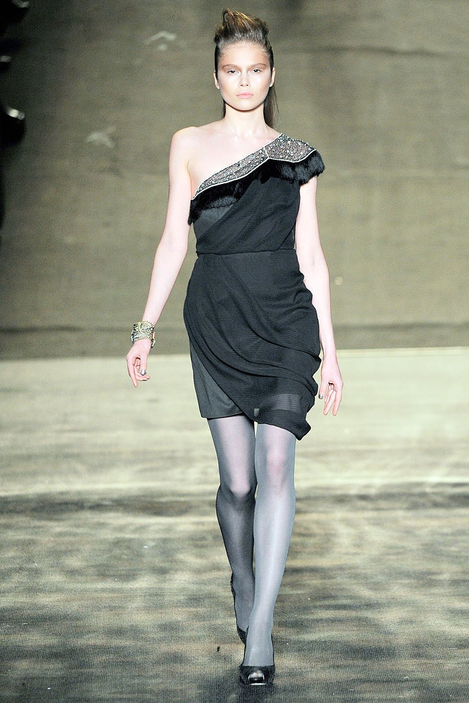 black silk asymmetric dress