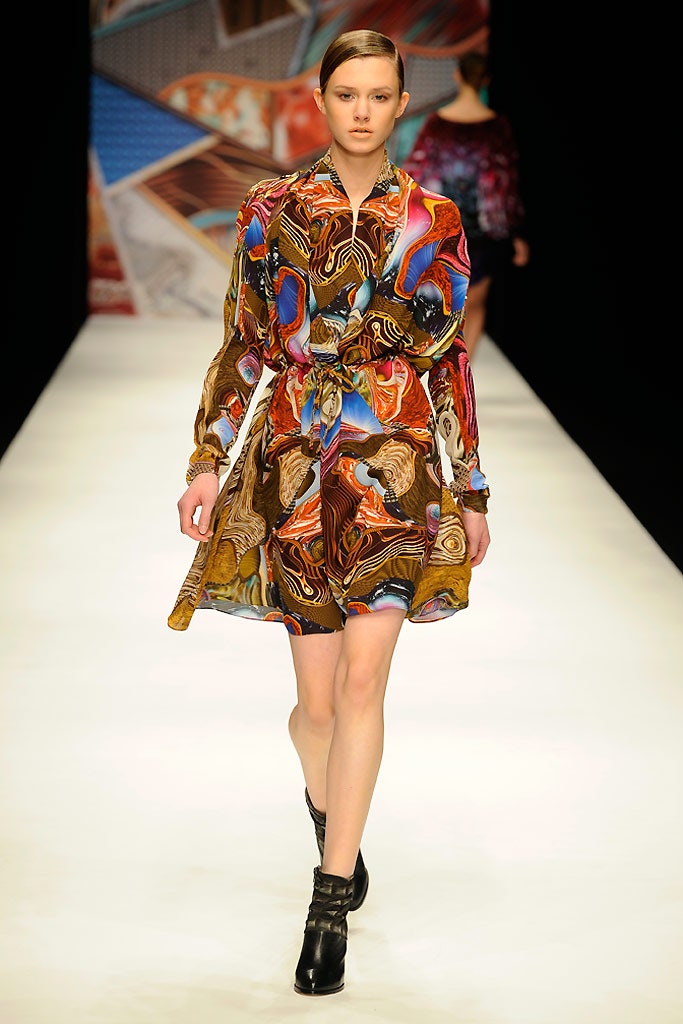 multi-colored silk mini dress