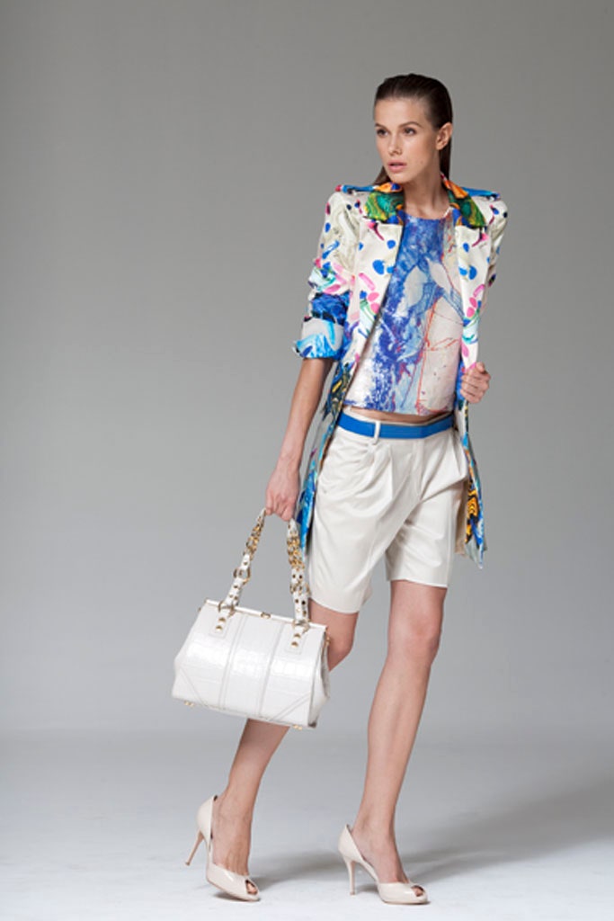 multi-colored coat with silk top