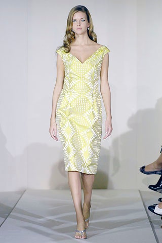fitted yellow embroidered dress