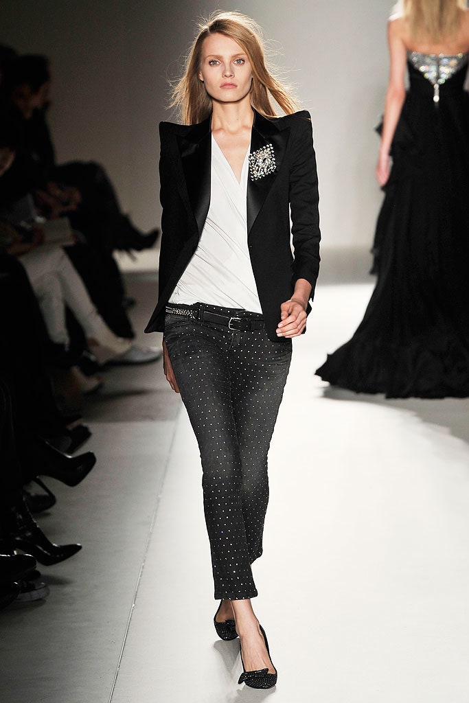 black tailored blazer with white top