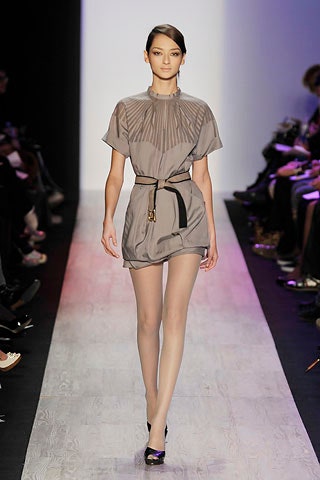 fitted gray silk mini dress