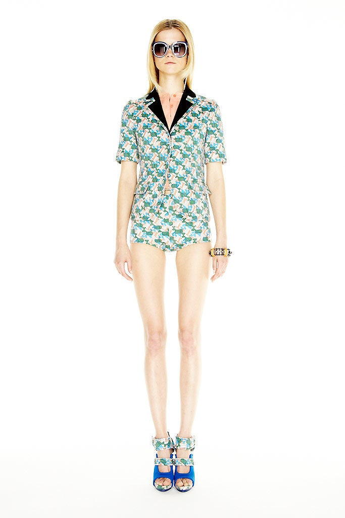 blue green printed romper