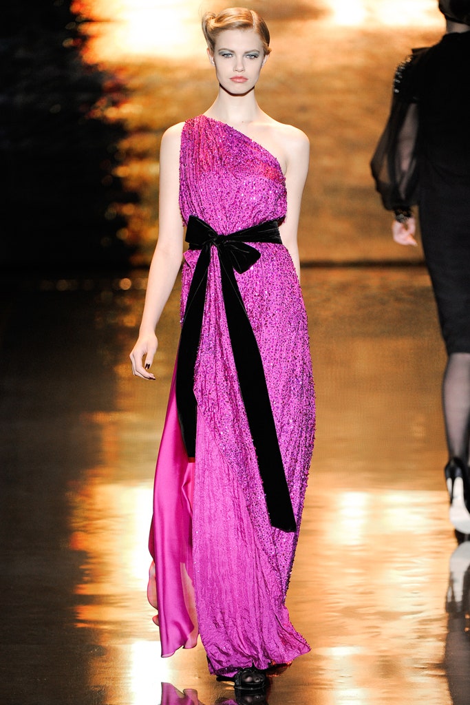 fitted pink silk gown