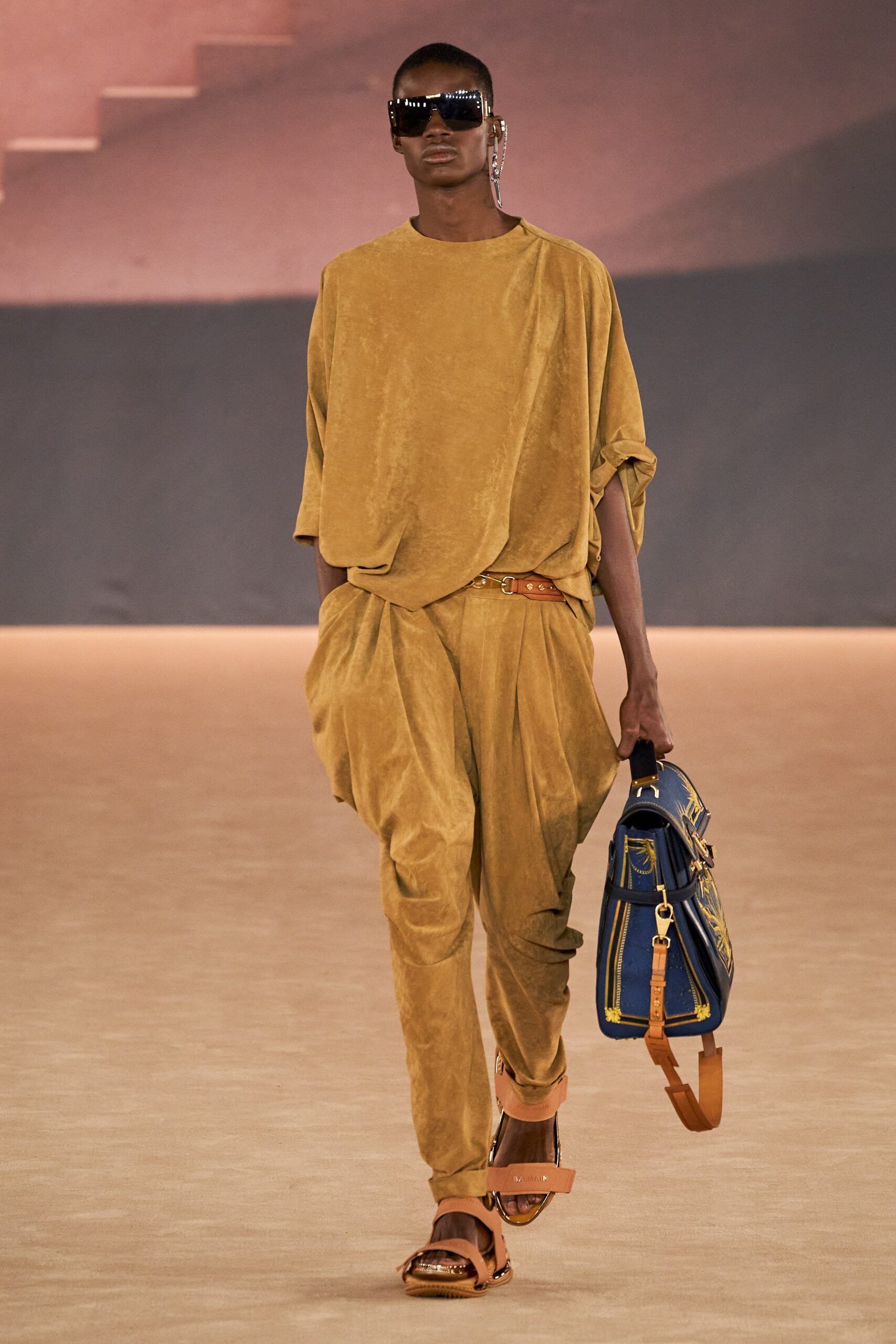 yellow velvet short-sleeve relaxed draped top