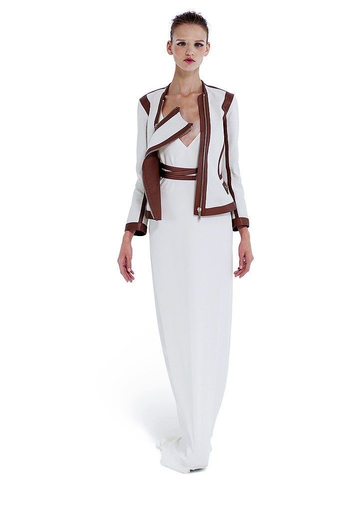 white silk gown with jacket