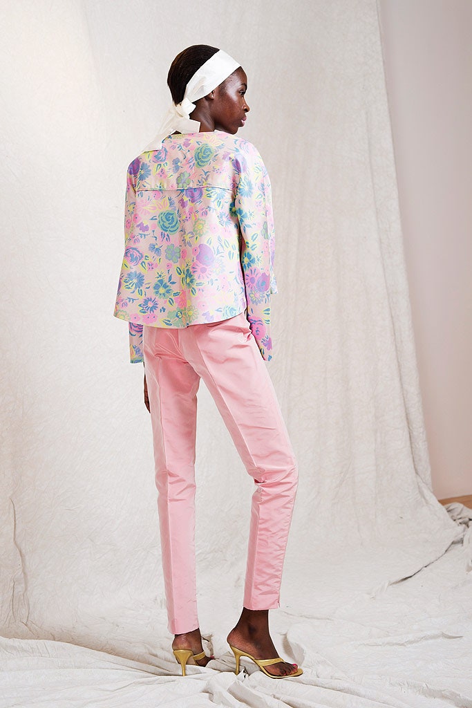 multi cotton long-sleeve collared relaxed printed jacket