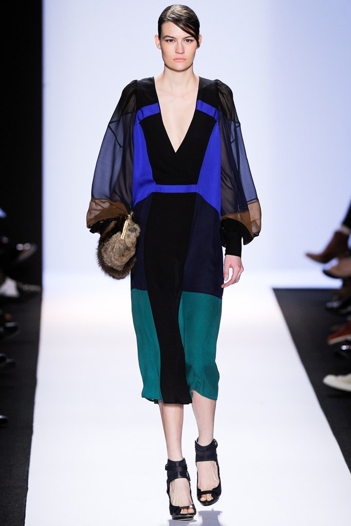 color-blocked midi dress