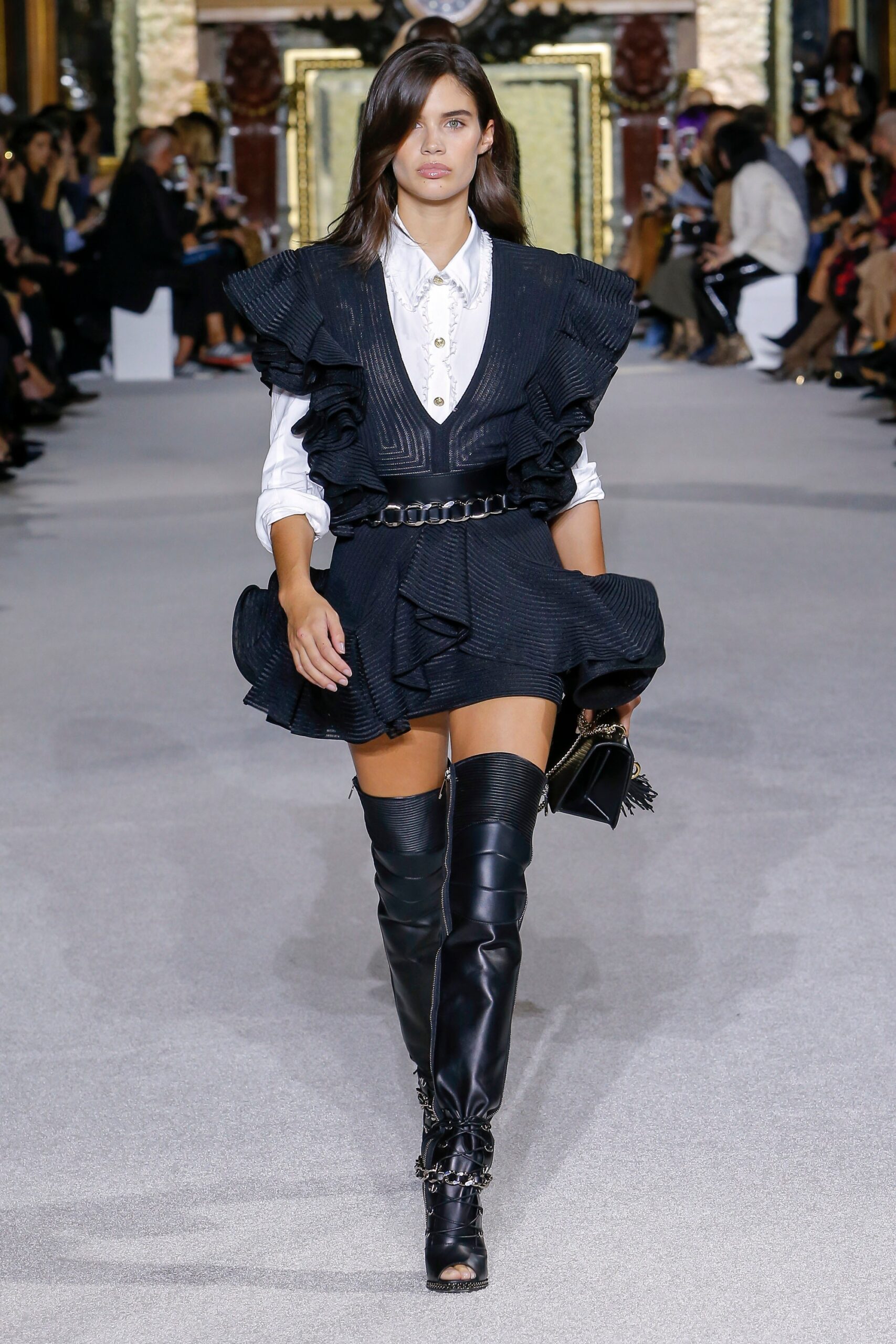black leather fitted boots