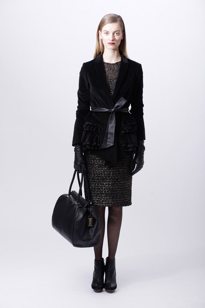 black velvet blazer and fitted dress