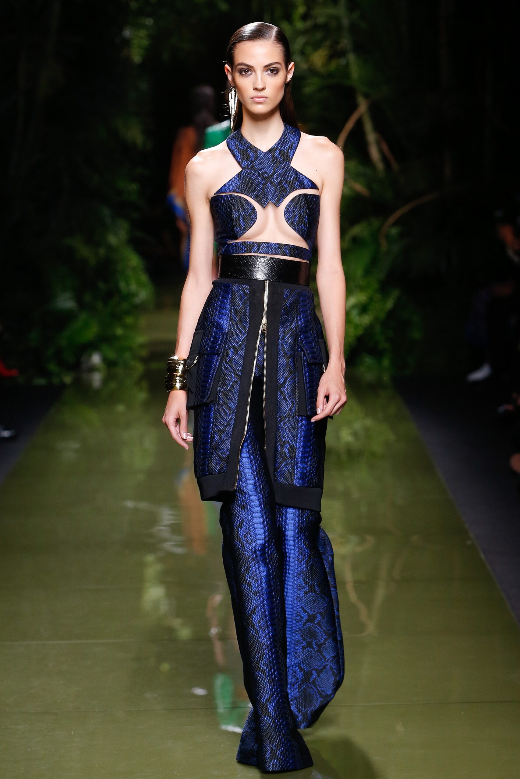blue silk fitted dress