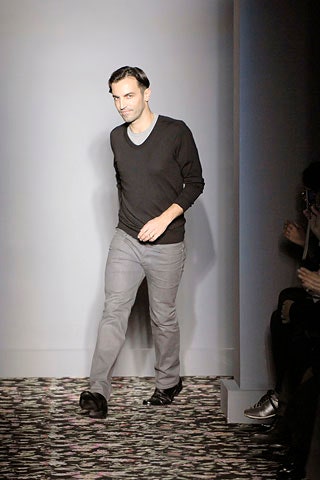 black fitted top and gray pants