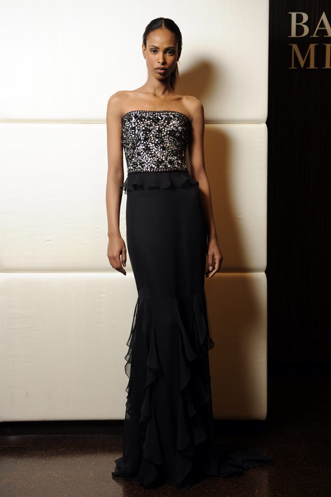 black strapless embellished gown