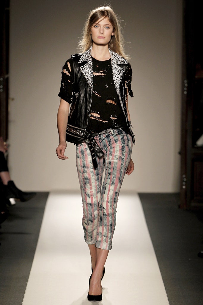 multi denim slim straight-leg pants