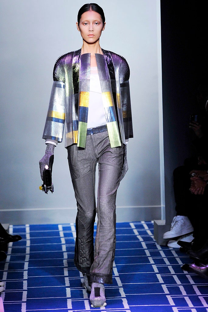 metallic structured jacket with fitted top