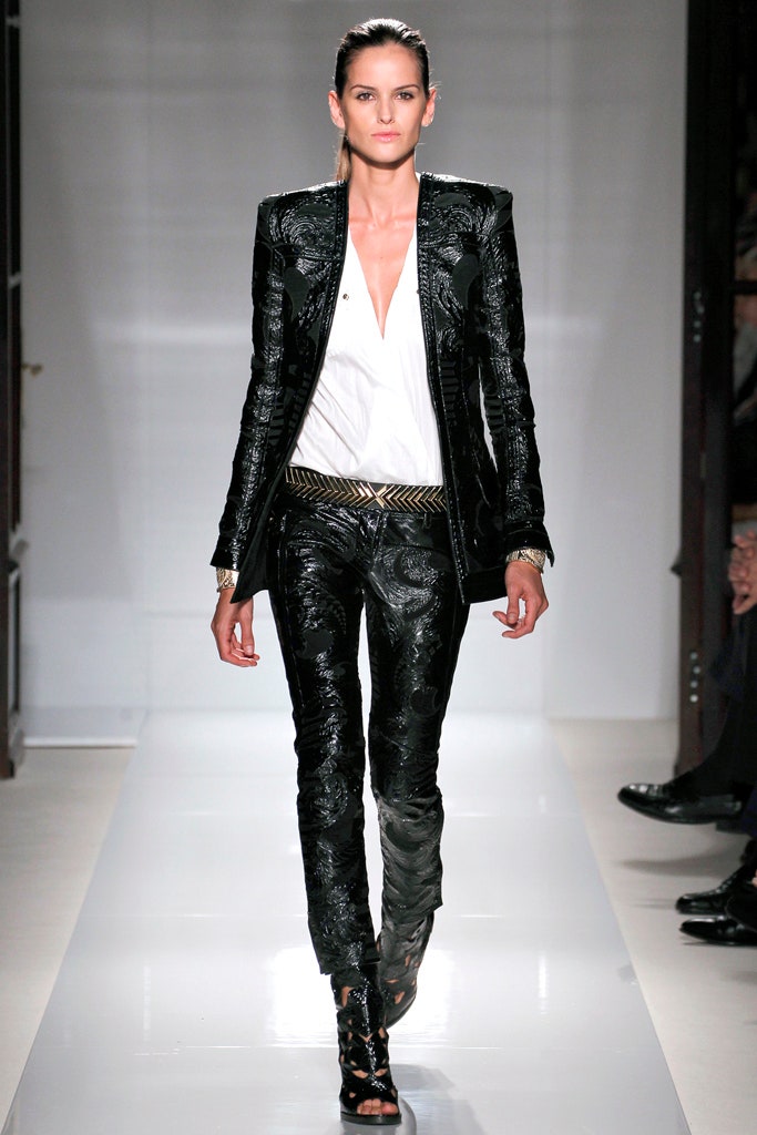 black leather tailored blazer