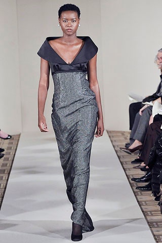 black and gray silk gown