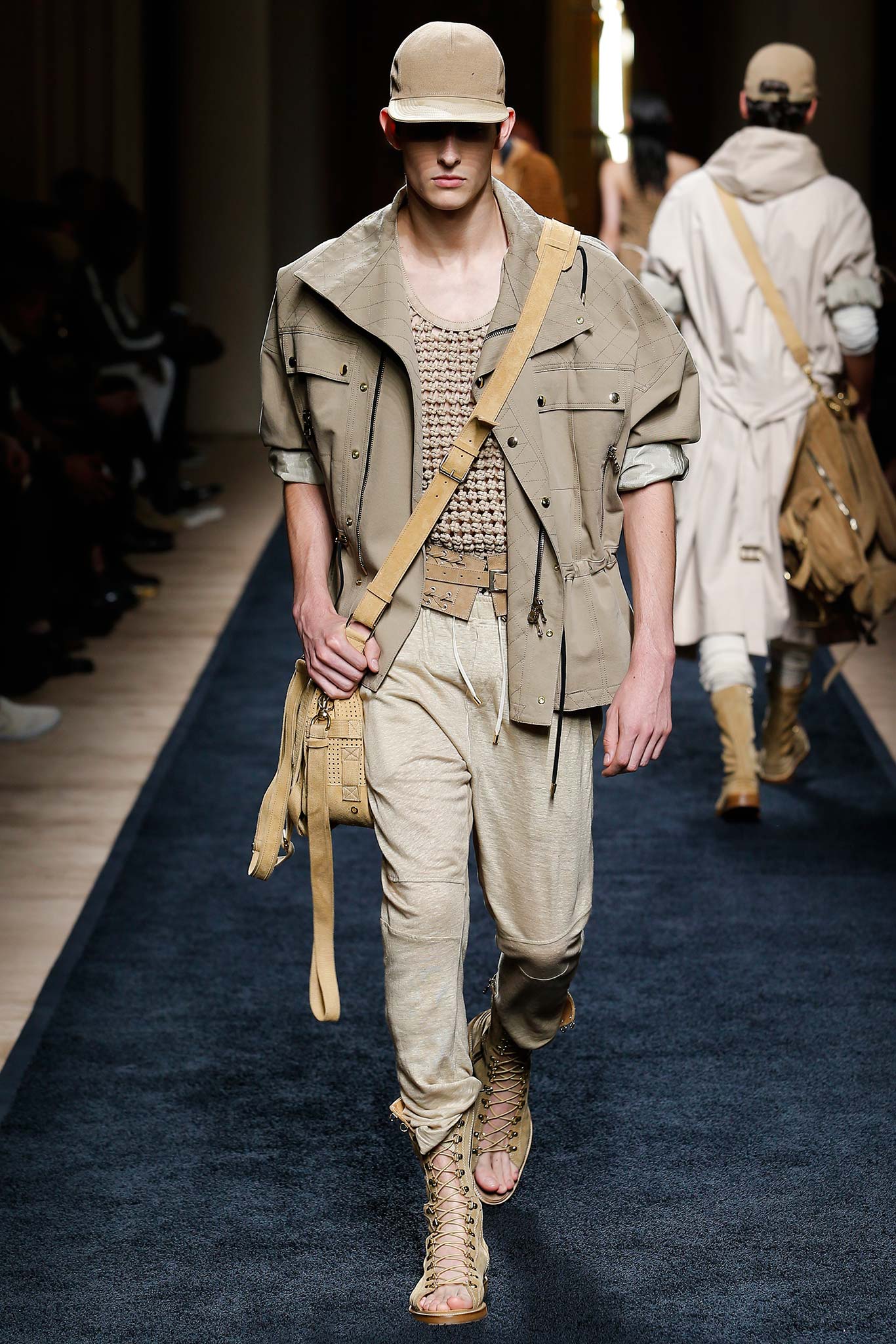 beige cotton relaxed cargo pants