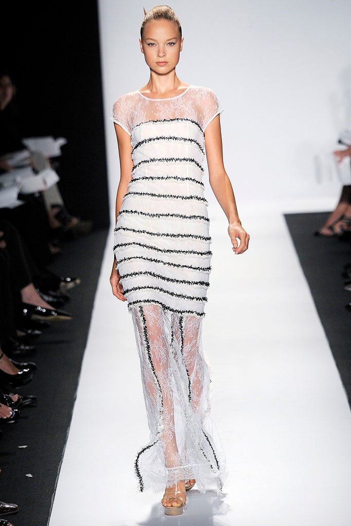 white and black striped midi dress