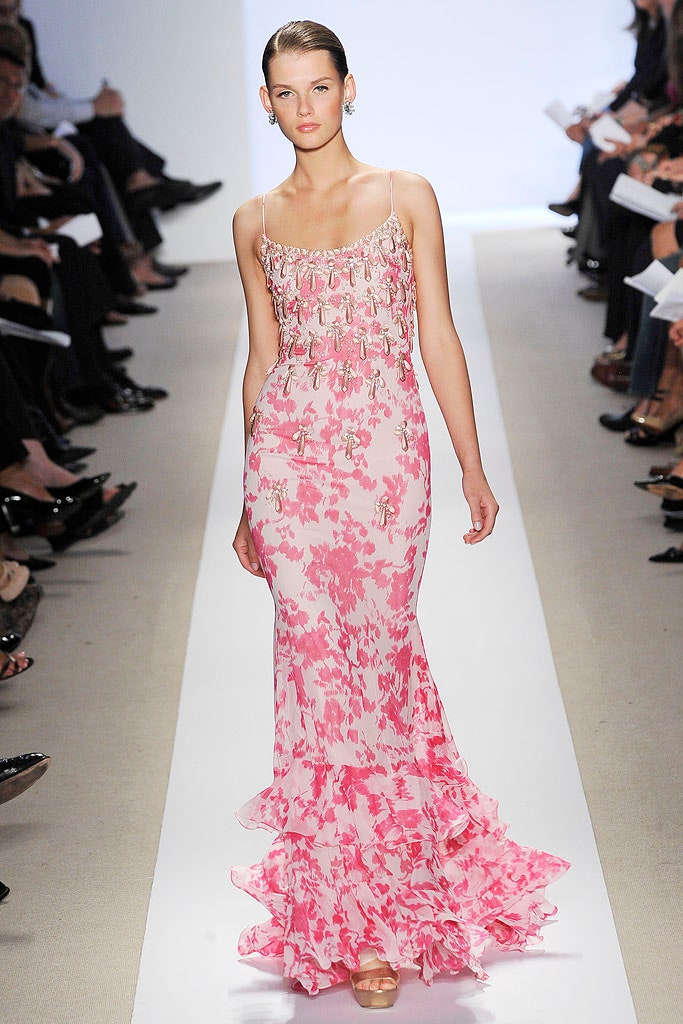 pink silk sleeveless gown