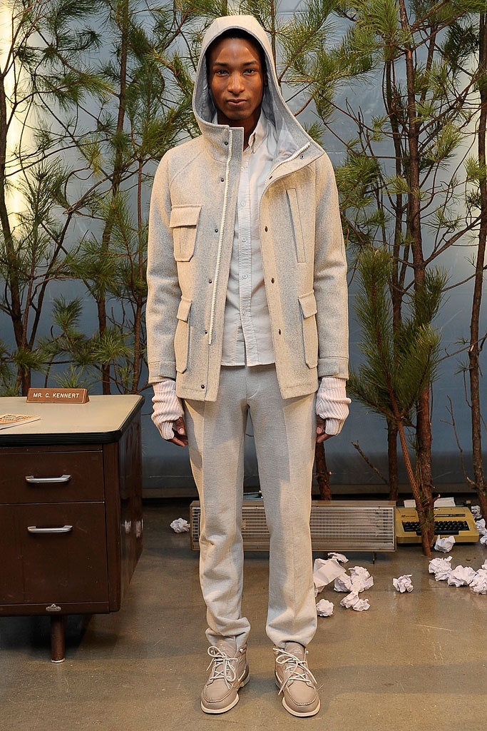 gray relaxed jacket with hood
