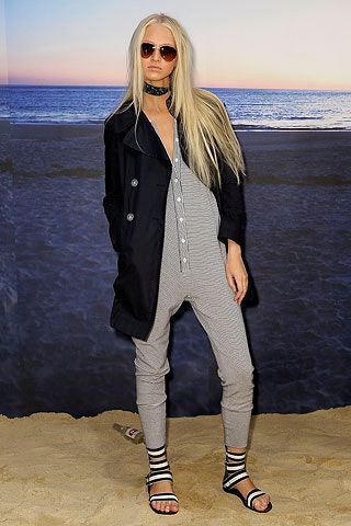 gray cotton sleeveless collared fitted striped jumpsuit