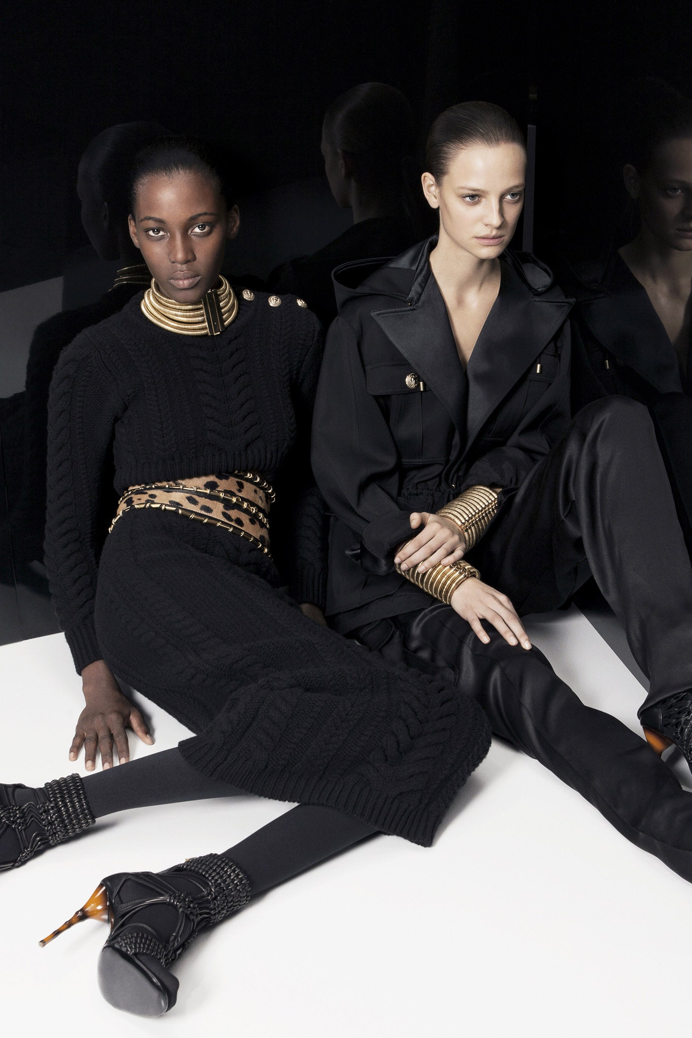 black fitted wool dress and relaxed jacket