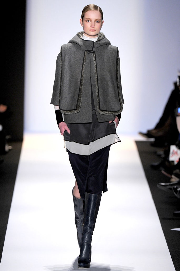 gray wool hooded relaxed layered cape