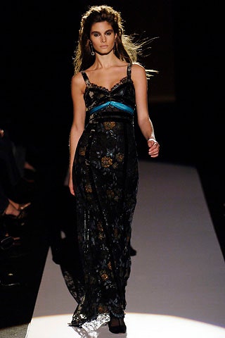 black silk embroidered gown