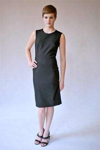 gray sleeveless fitted midi-dress
