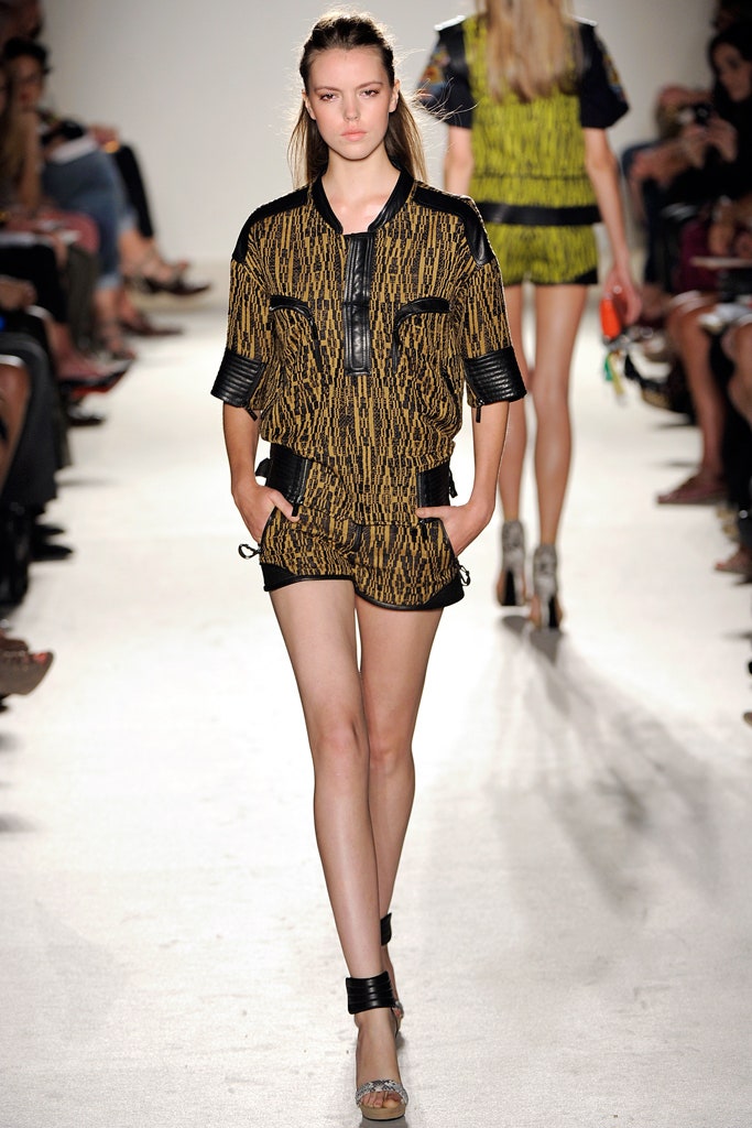 black and yellow printed top and shorts
