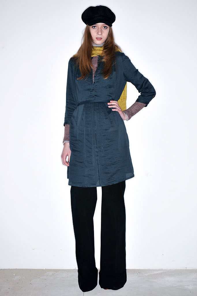 gray silk coat with flared pants