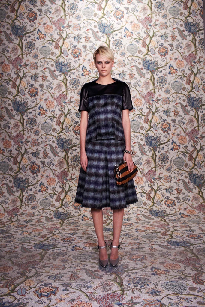 black and gray pleated midi dress