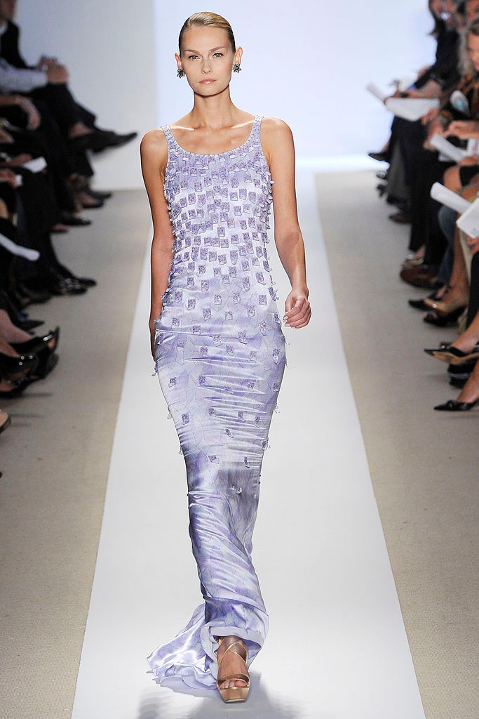 fitted purple silk gown