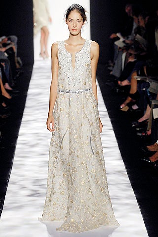ivory silk embroidered gown