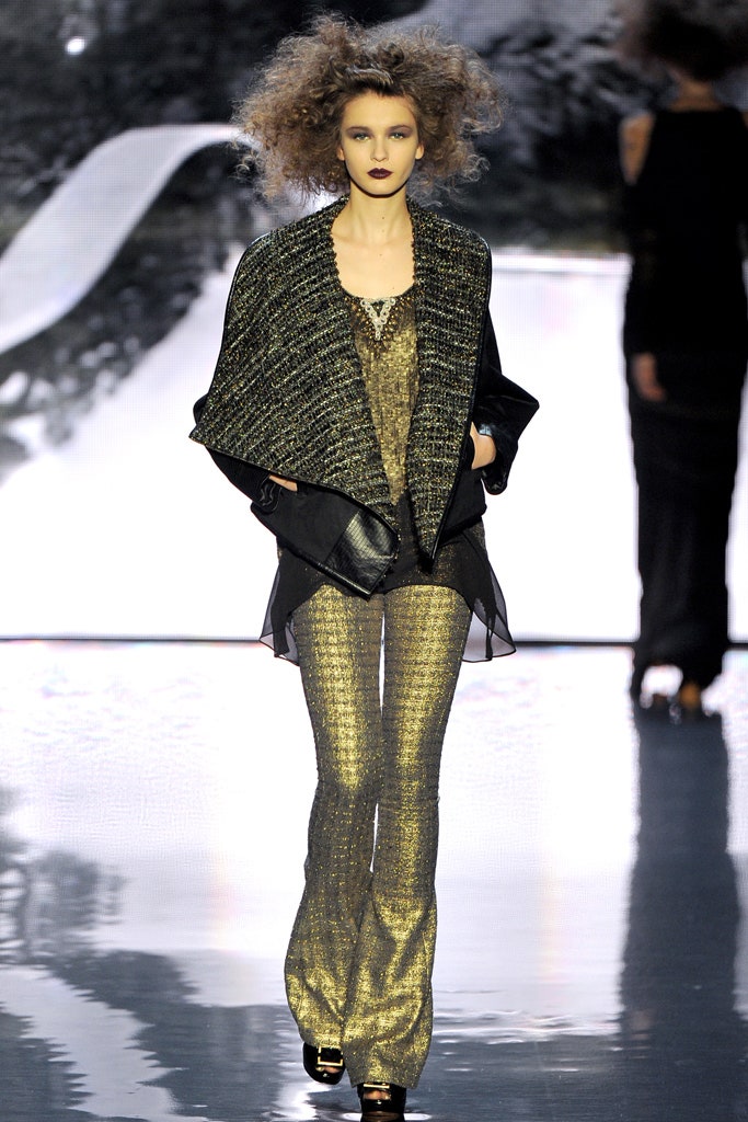 gold silk fitted top and pants