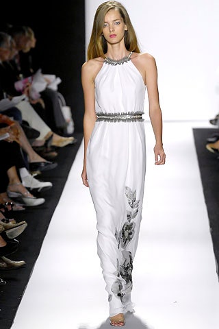 white silk fitted gown