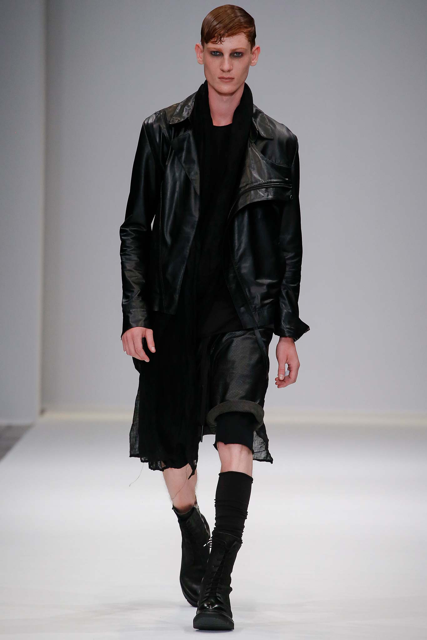 black leather jacket and skirt