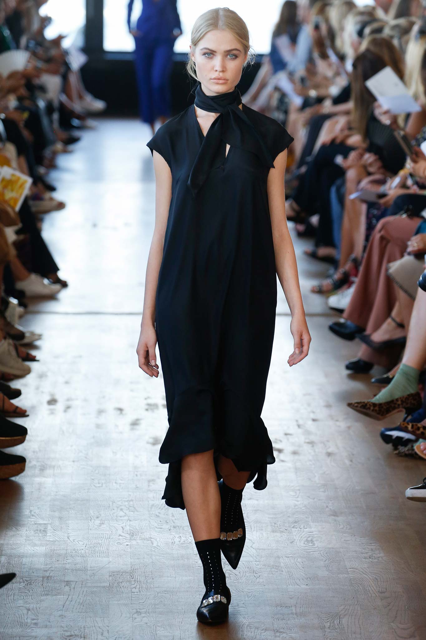 black silk sleeveless dress