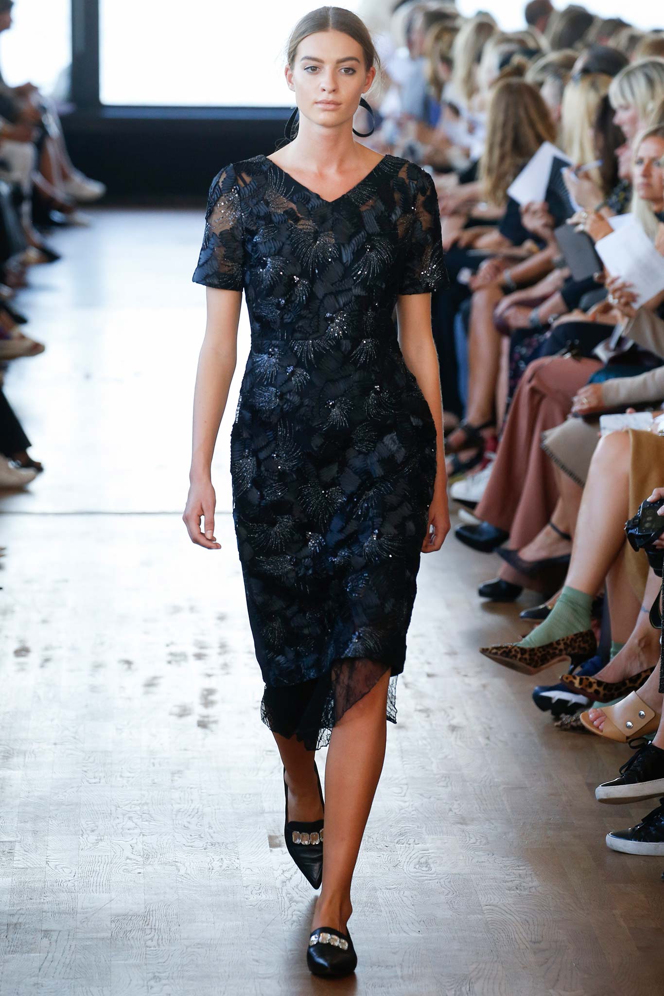 black embellished midi dress