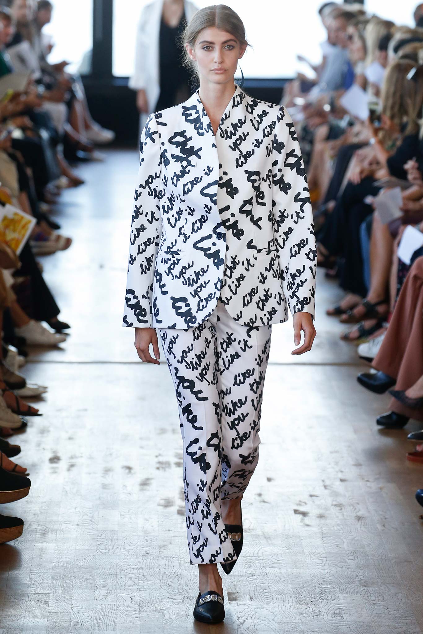 black and white printed suit