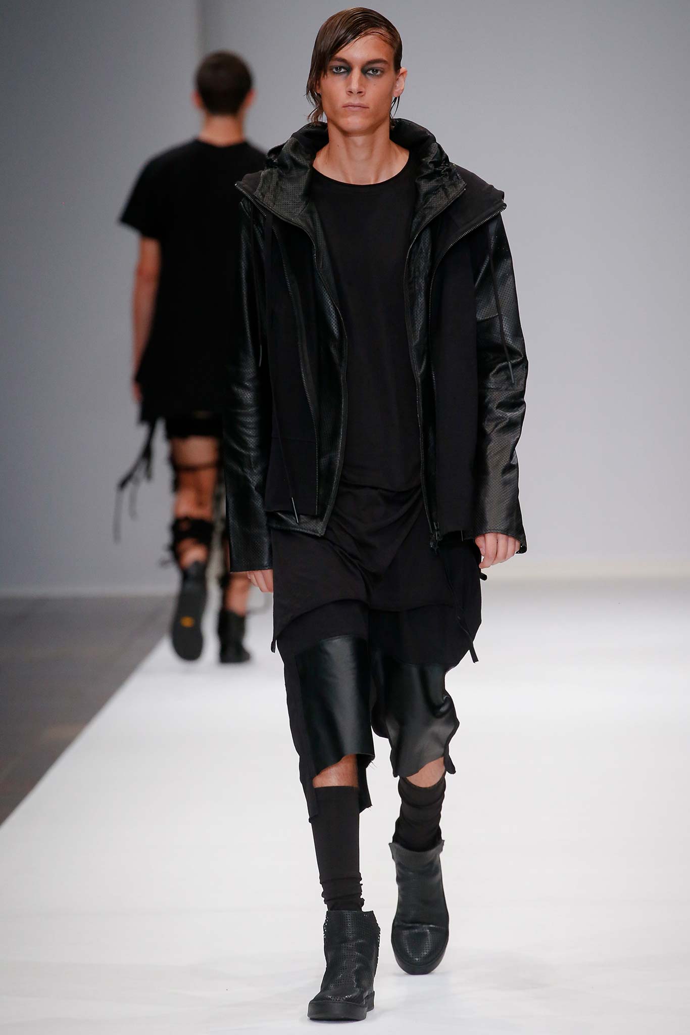 black leather jacket with relaxed top