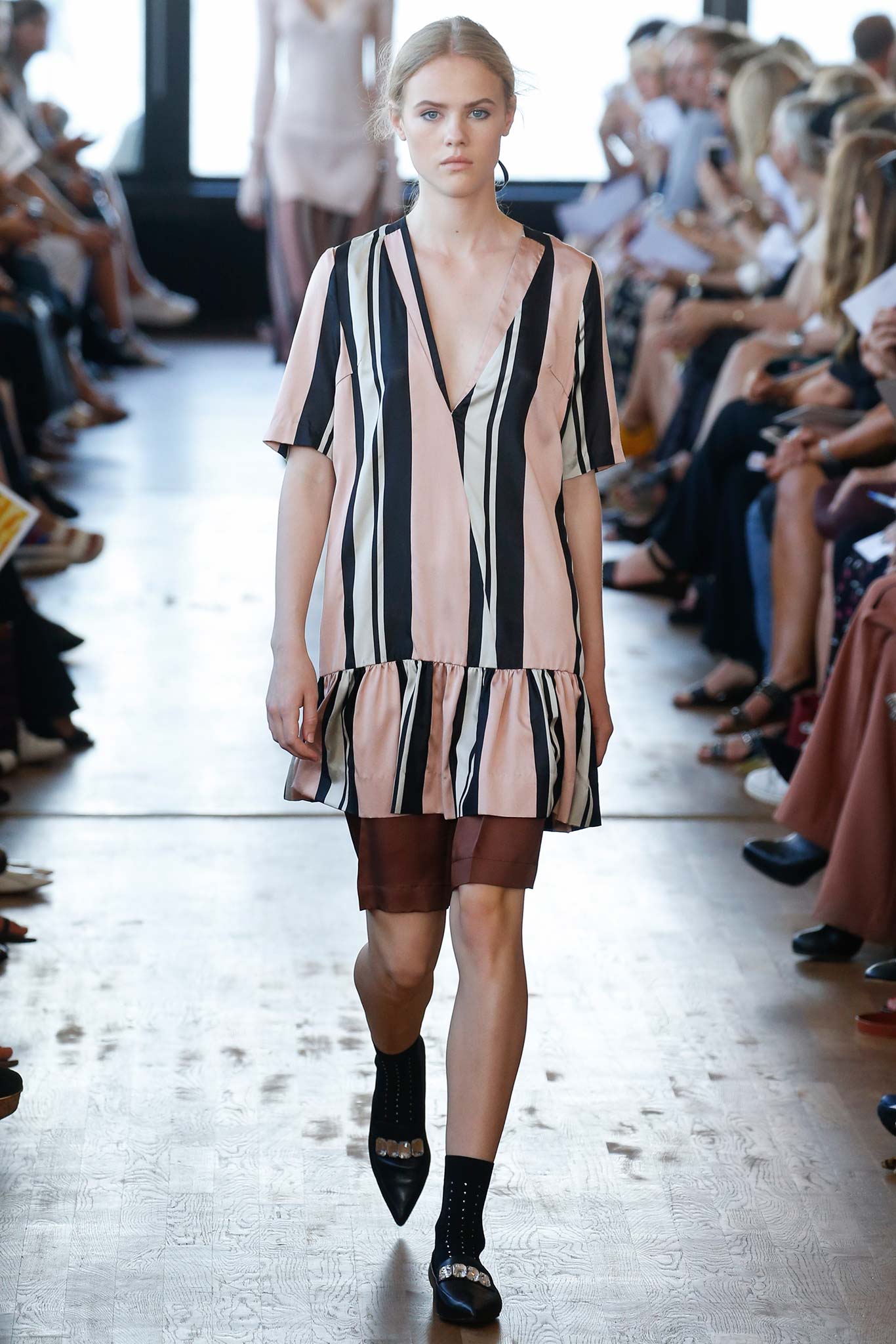 striped pink mini dress