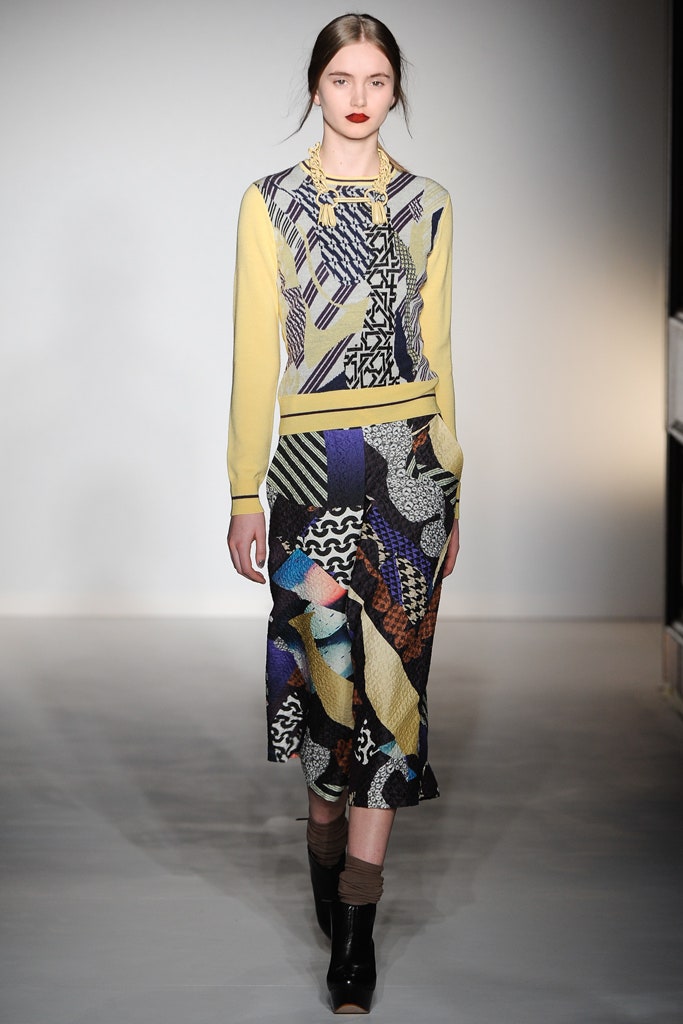 fitted printed top and midi skirt