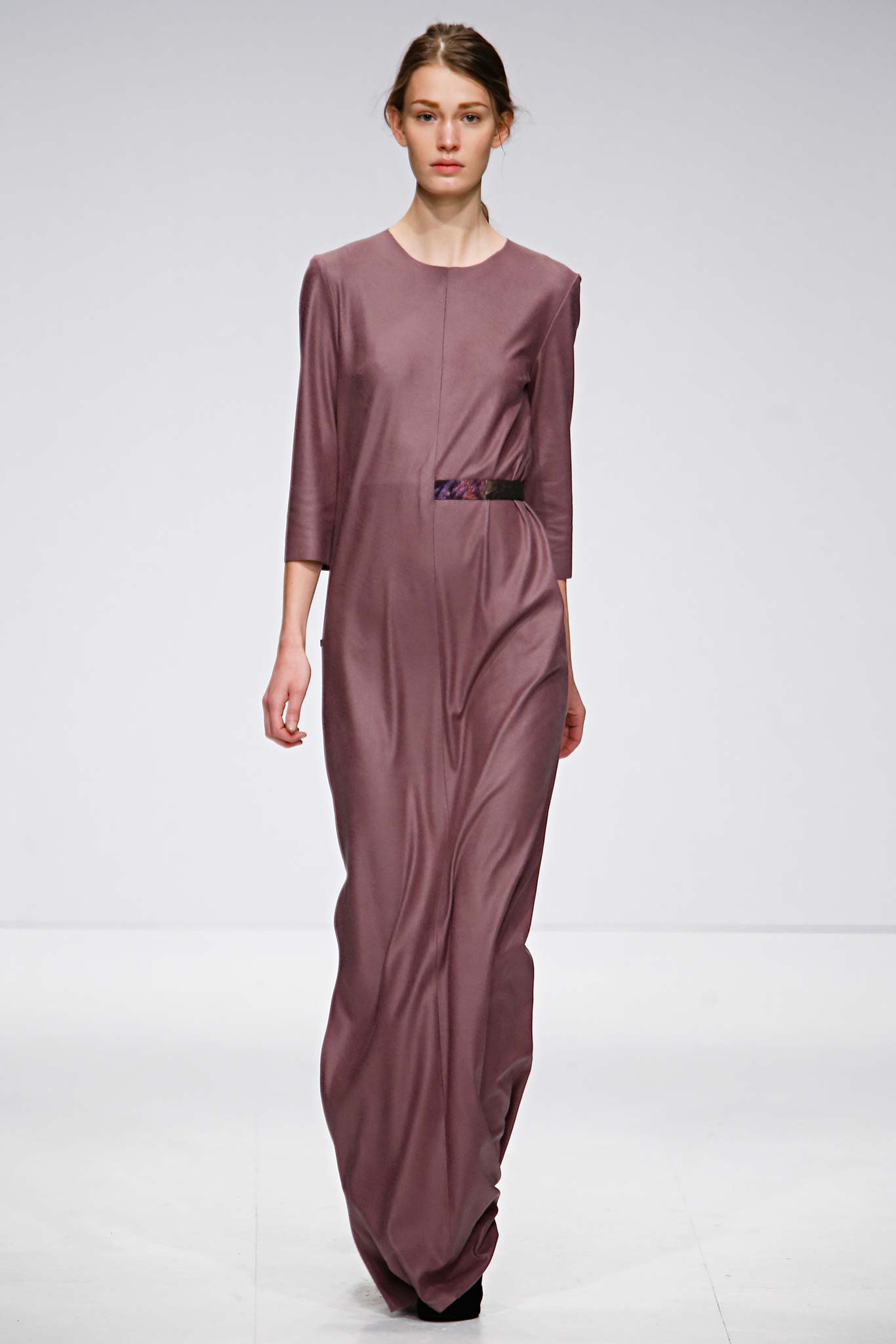 fitted purple silk gown