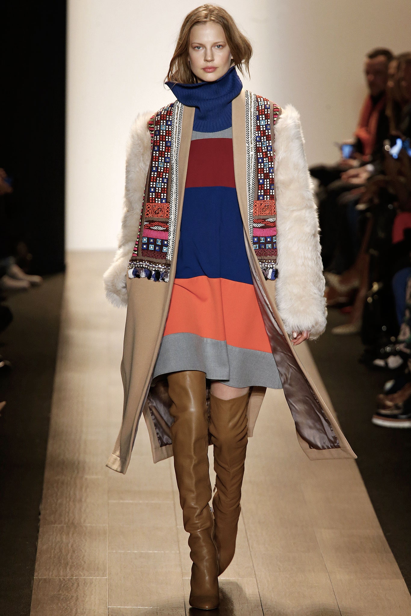 color-blocked mini dress with oversized coat