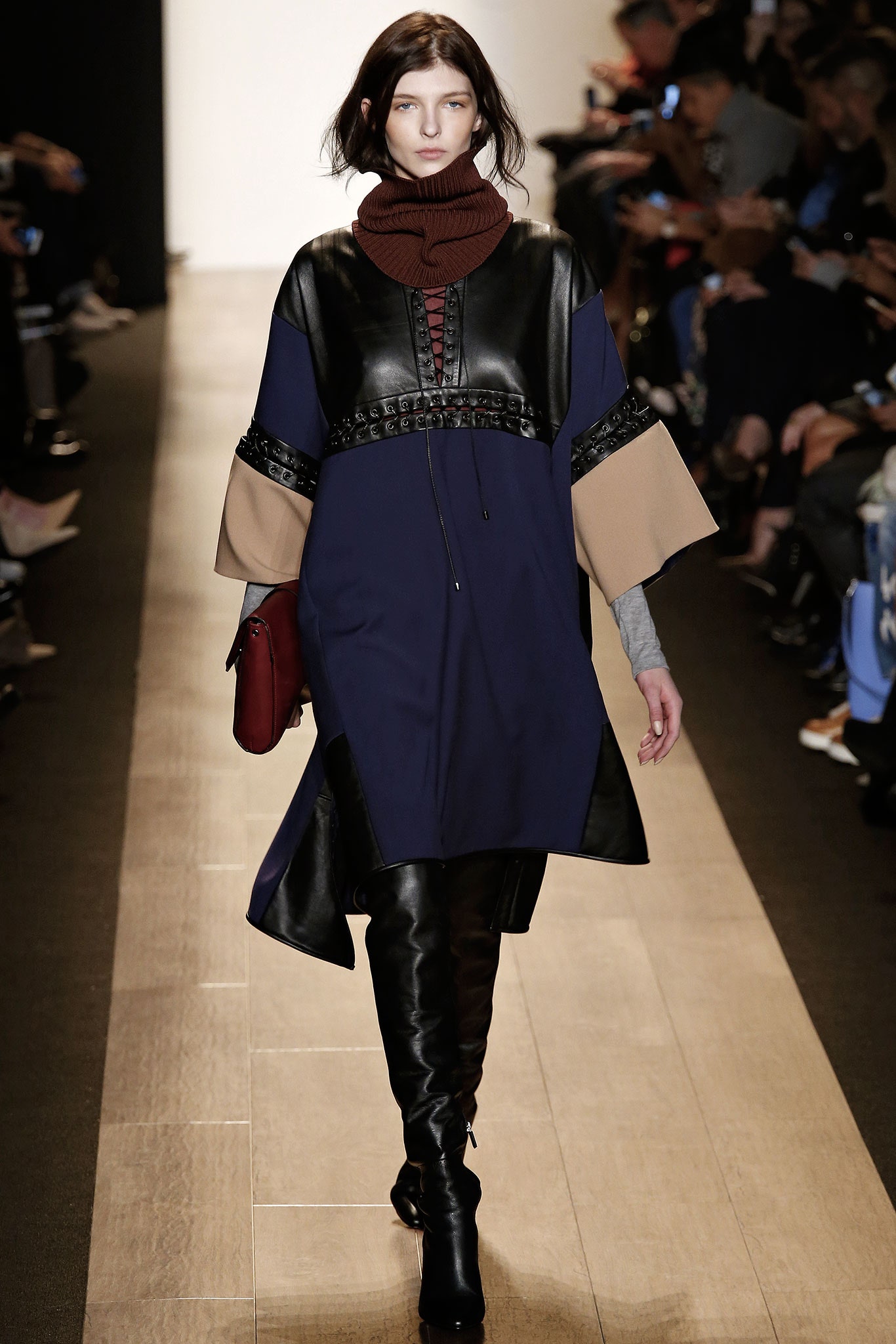 blue and black relaxed midi dress