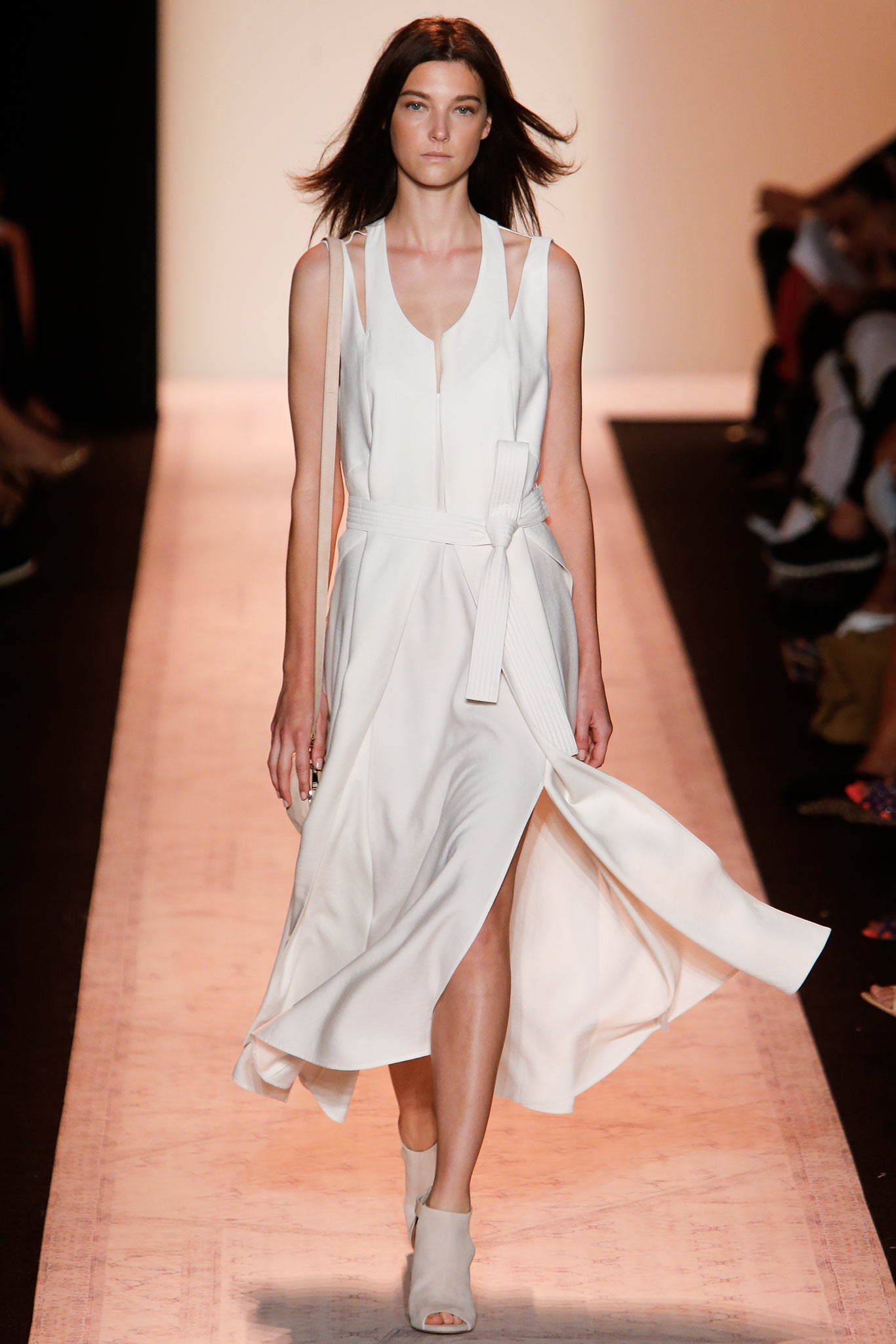 white silk sleeveless dress