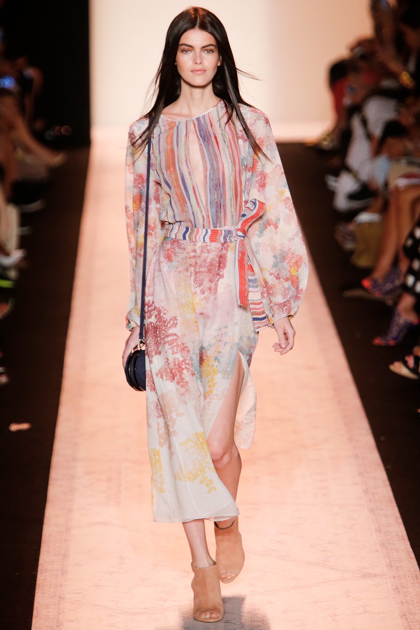 multi-colored flowing midi dress